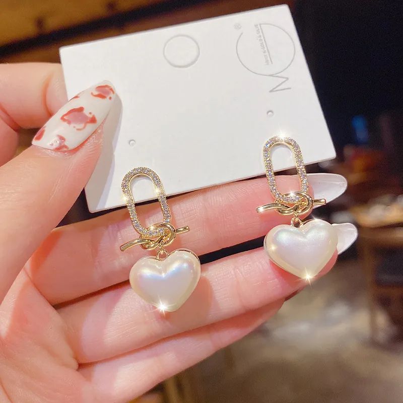 Korean Heart Pearl Earrings: Simple Chic for Versatile Style - Shop N Save