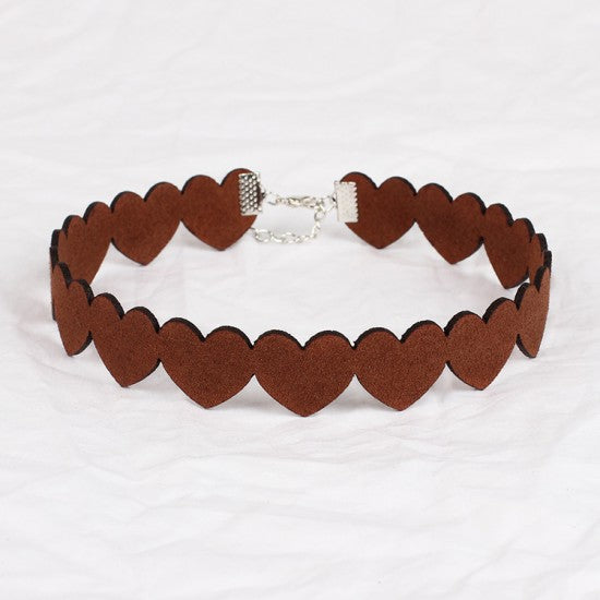 Peach Heart Necklace Brown