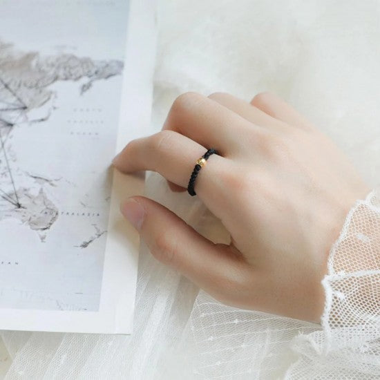 Lucky Rope Braided Couple Ring For Men Women Charm Black