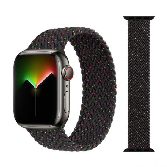 Nylon braided Strap For Apple Watch Band Smartwatch Belt plain Black