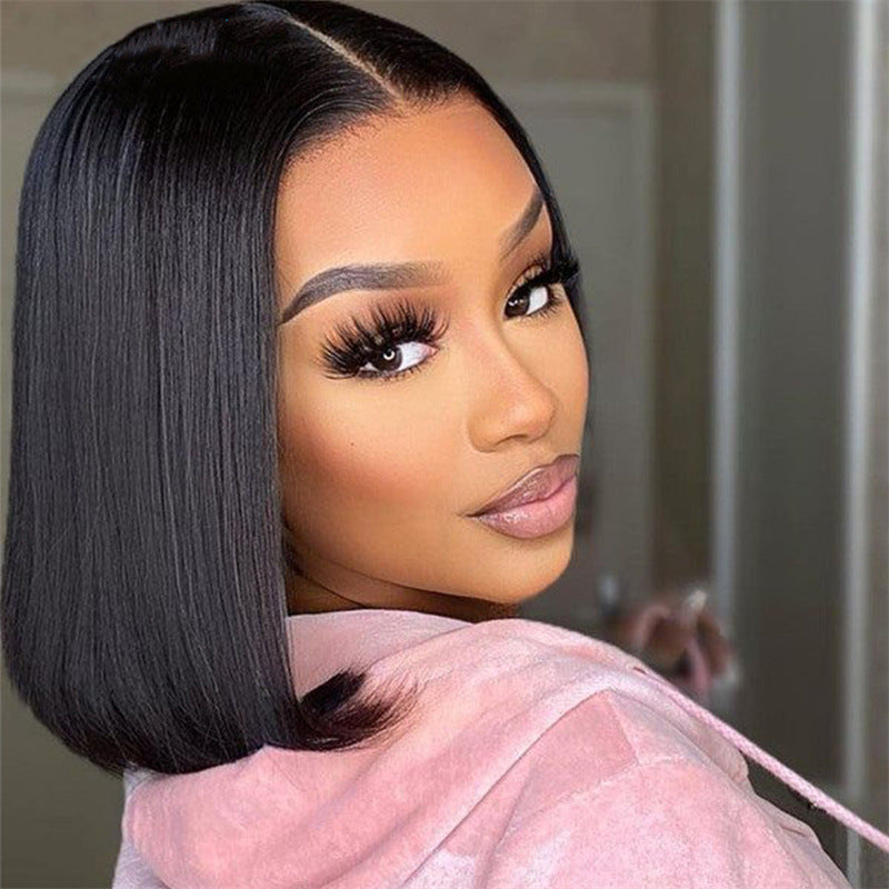 Middle-Parted Bangs Wig - Short Hair