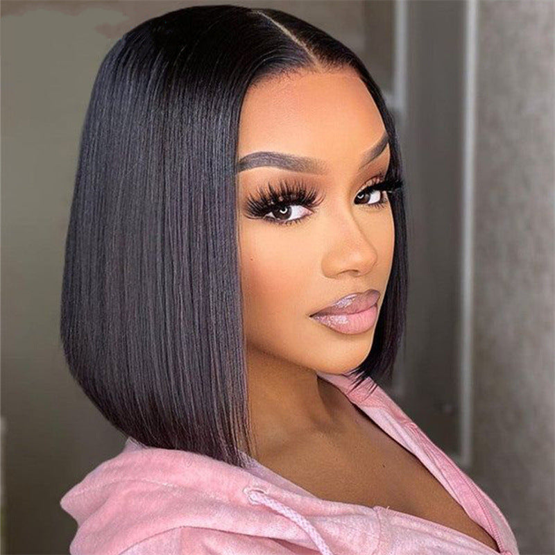 Middle-Parted Bangs Wig - Short Hair