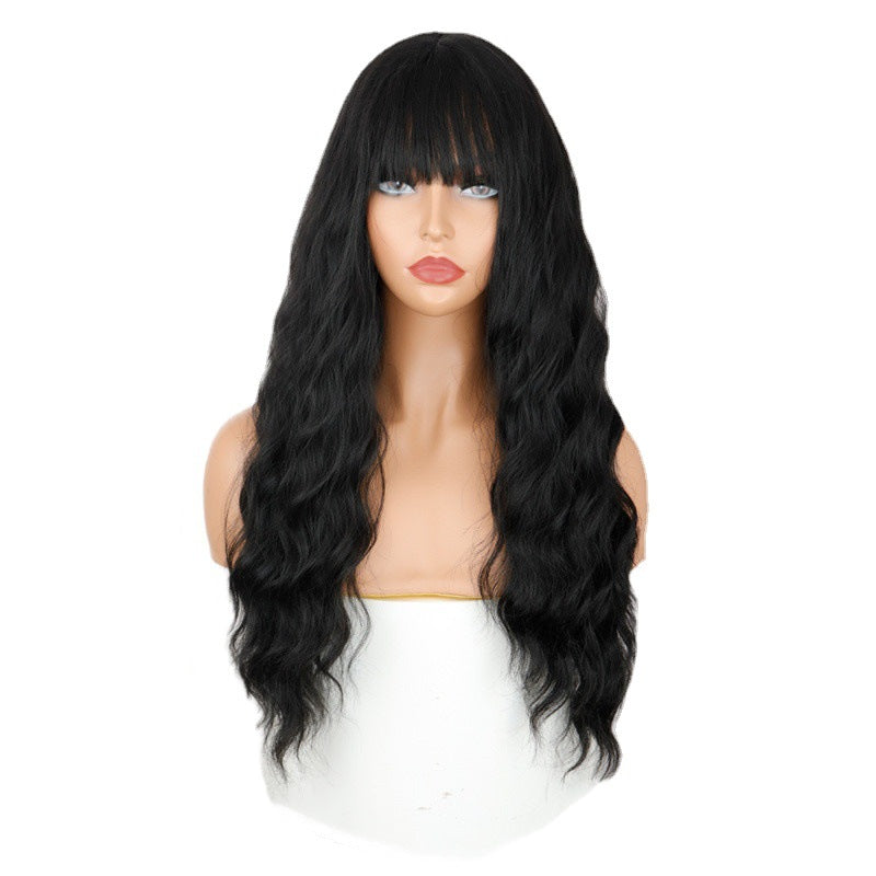 Long Hair Air Bangs Set: High-Temperature Silk Wool Rolls, Wavy Style