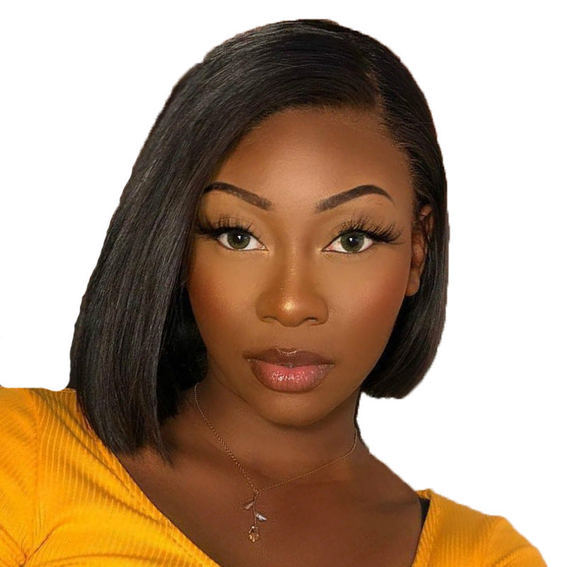 African Wig: Side Parting, Short Straight Bobo Head