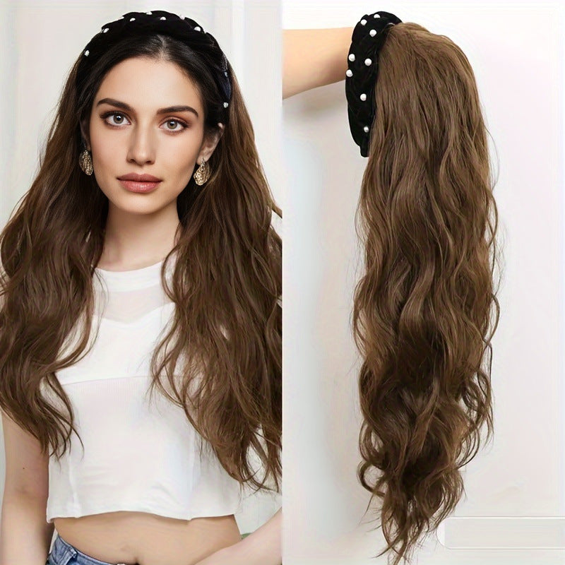 Trade Wig: Female Body Wave, Long Hair, Big Wave, Pearl Headband