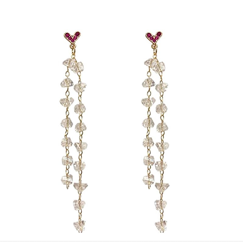 Love Tassel Earrings - Korean Girly Style, Crystal Forest Design - Shop N Save