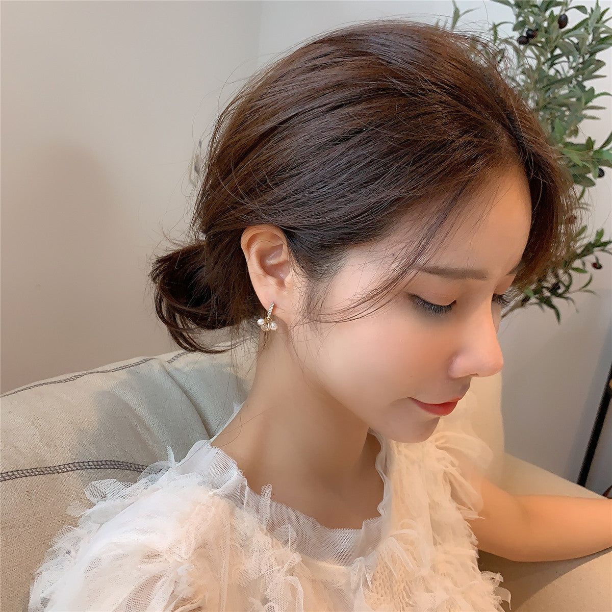 Dongdaemun Inspired Earrings - Rhinestone Pearl, Versatile Chic - Shop N Save