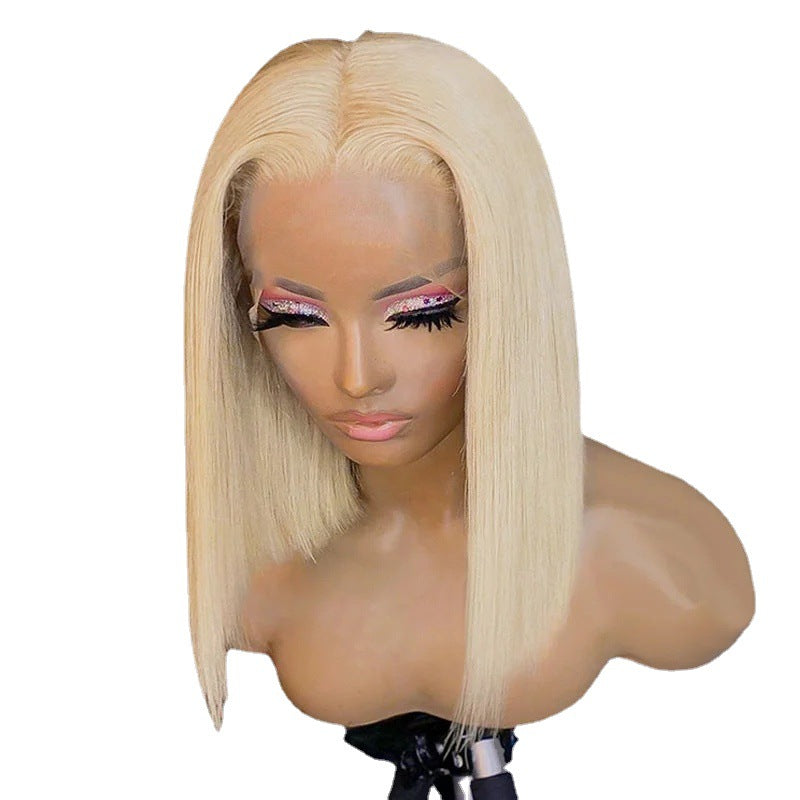 Middle-Parted Bangs Wig: Medium Straight Hair