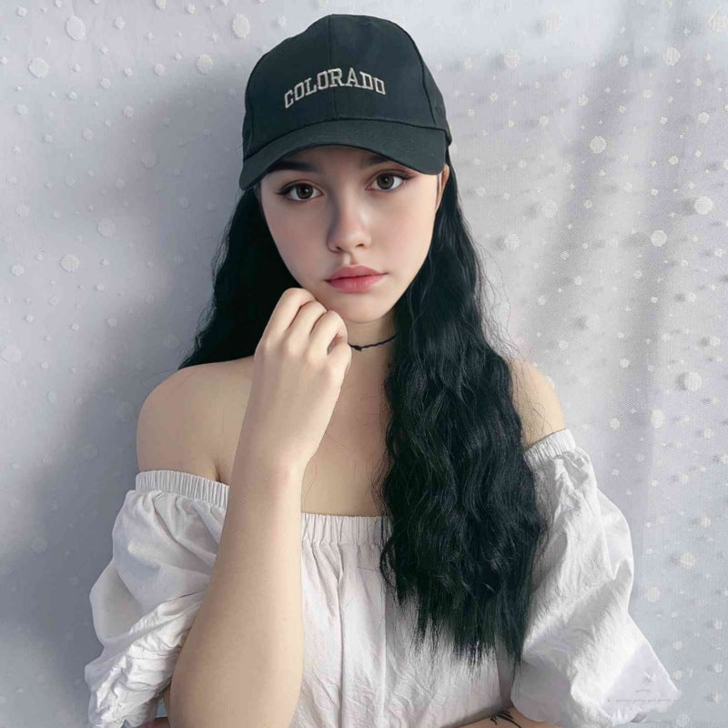 New Wig: Simulated Long Hair, Corn Perm, Baseball Hat, Integrated Fashion Curl