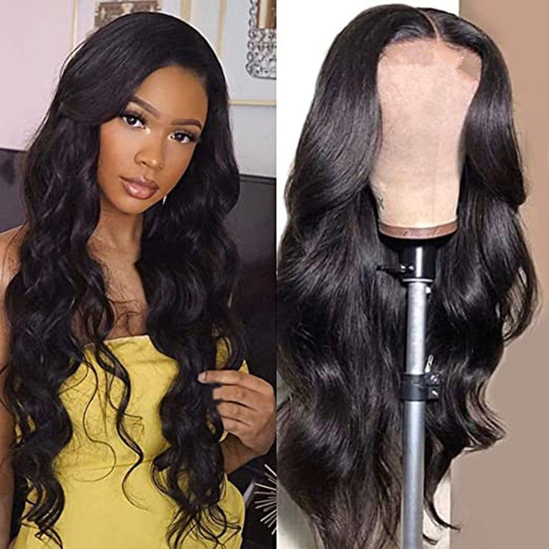 European & American Long Curly Hair Wig: African Black Large Wave
