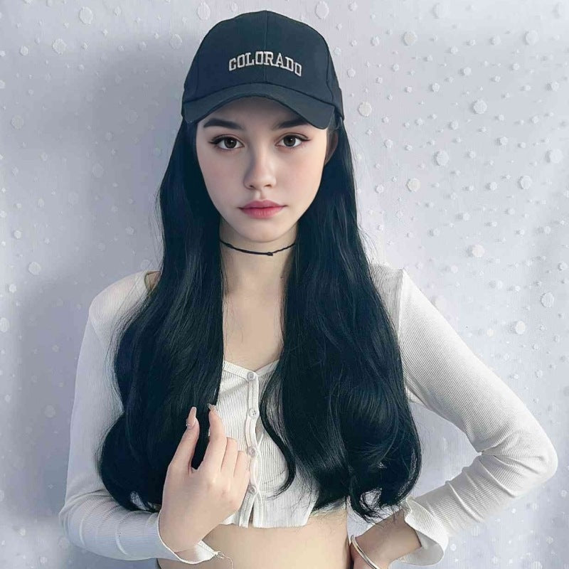 wig women's duck tongue hat long hair big wave simulated hair full head cover