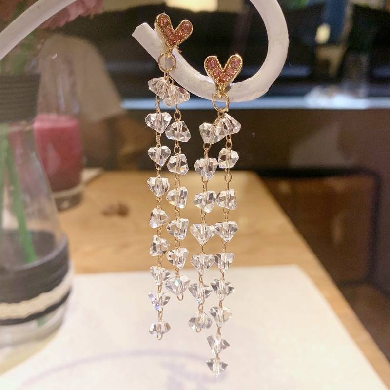 Love Tassel Earrings - Korean Girly Style, Crystal Forest Design - Shop N Save