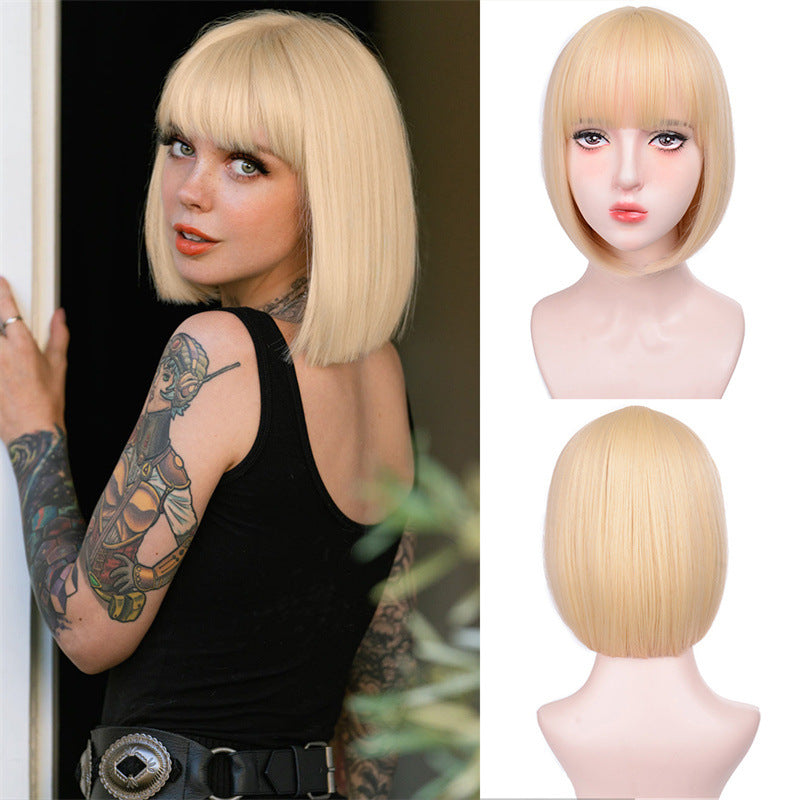 Black Bangs Wig - Short Straight Hair