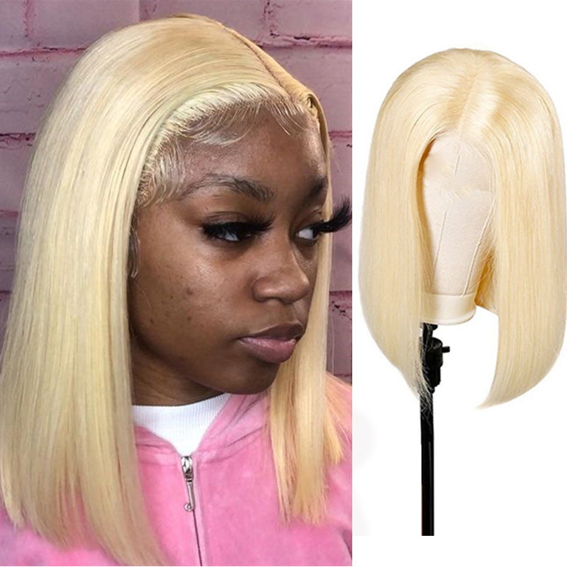 Middle-Parted Bangs Wig: Medium Straight Hair