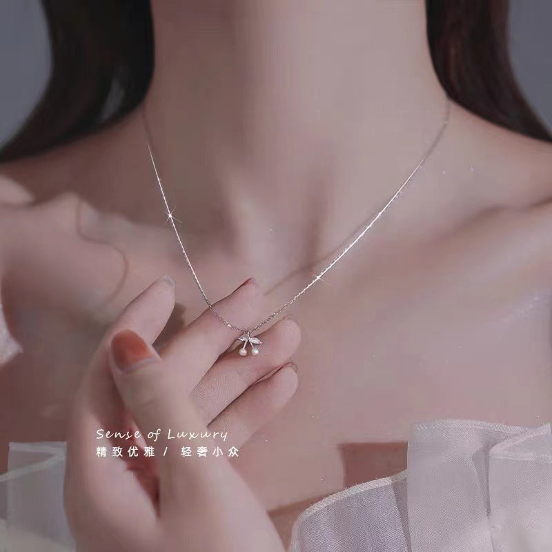 Pearl Cherry Necklace - 2023 Clavicle Chain, Ins Cold Style - Shop N Save