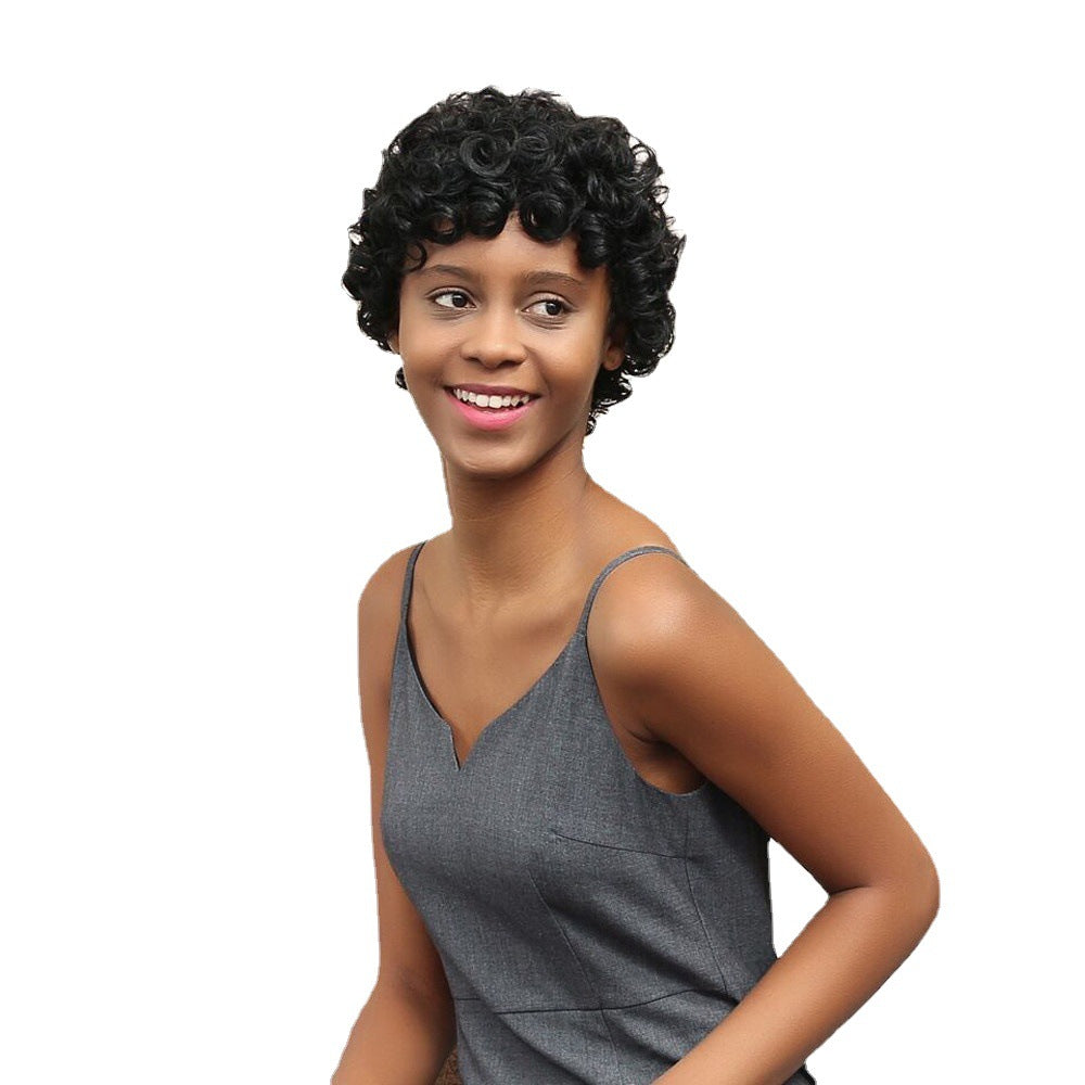 Wigs Women's Short Curly Wigs Small Curly Wigs Chemical Fiber Headgear Wigs