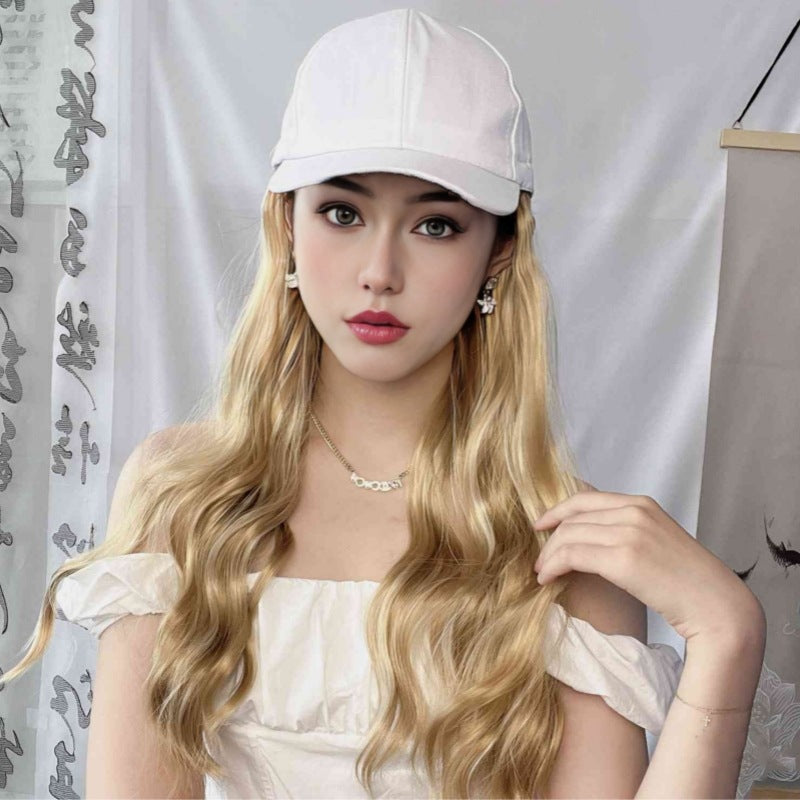 cross-border foreign trade wig women's duck tongue hat long curly hair headgear