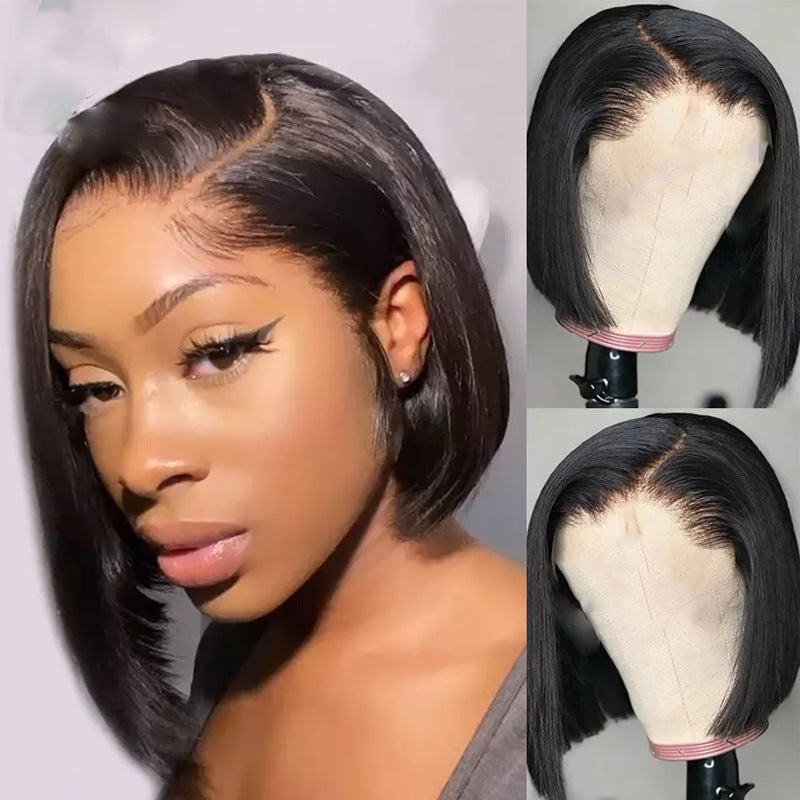 African Wig: Side Parting, Short Straight Bobo Head