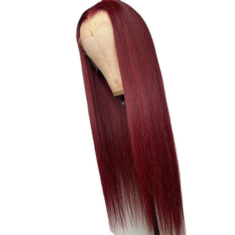 Burgundy Straight Hair Wig - European Fashion Headgear