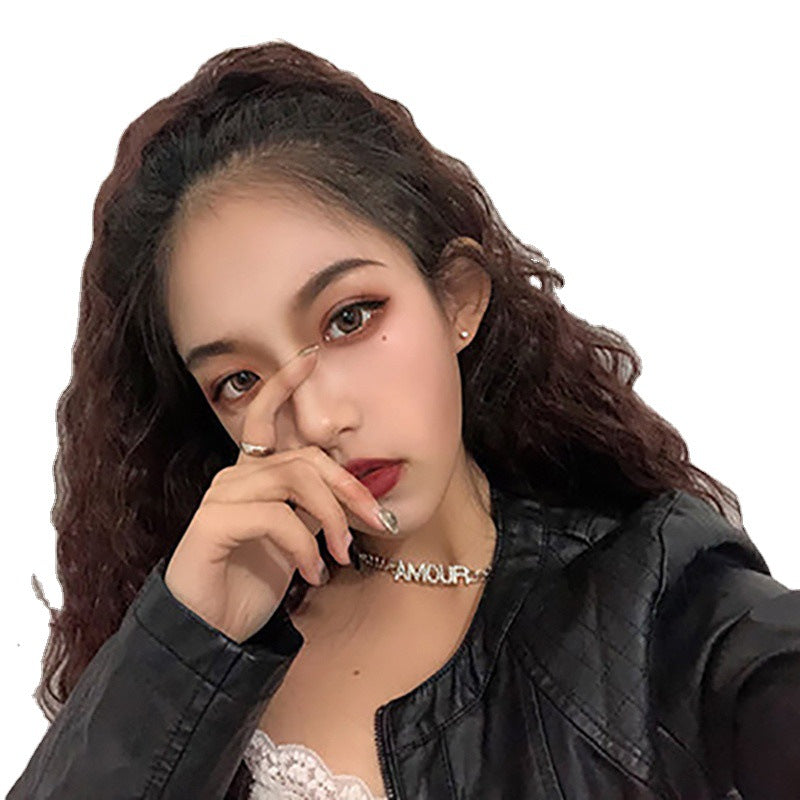 Wig European and American long Wavy ponytail hair fluffy corn perm ponytail wig African braid