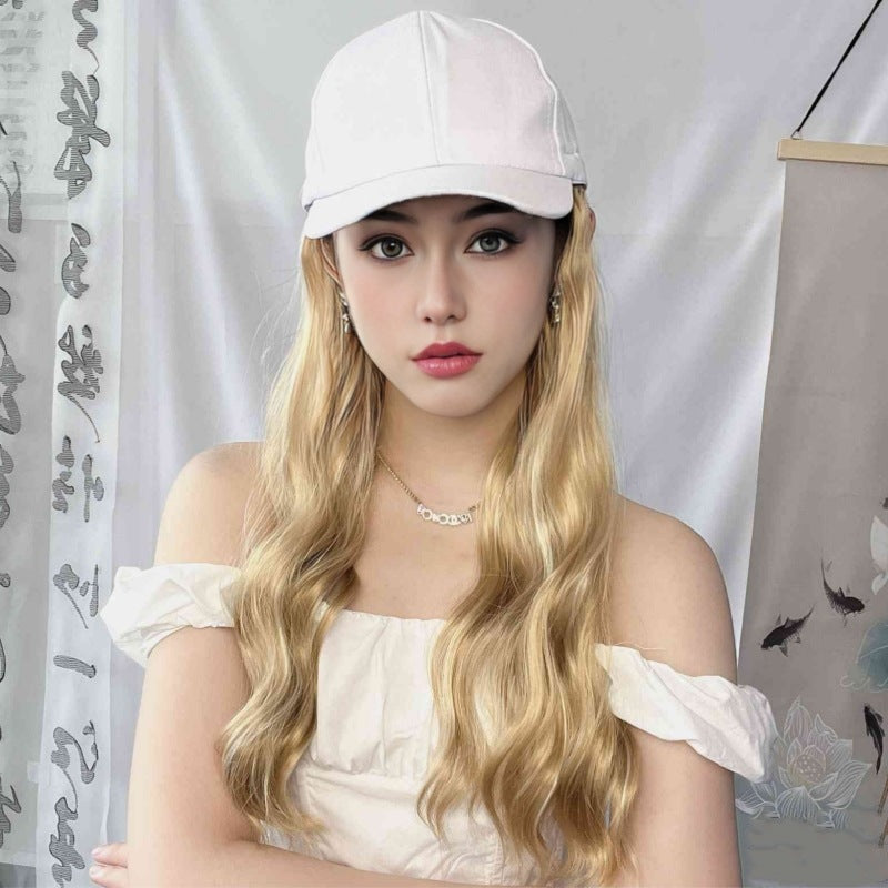 cross-border foreign trade wig women's duck tongue hat long curly hair headgear