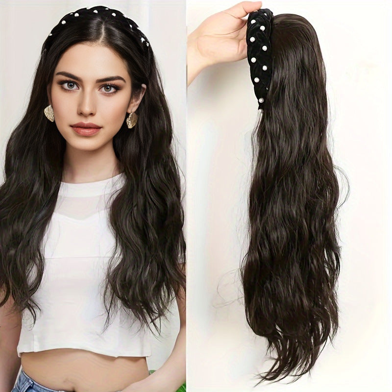 Trade Wig: Female Body Wave, Long Hair, Big Wave, Pearl Headband