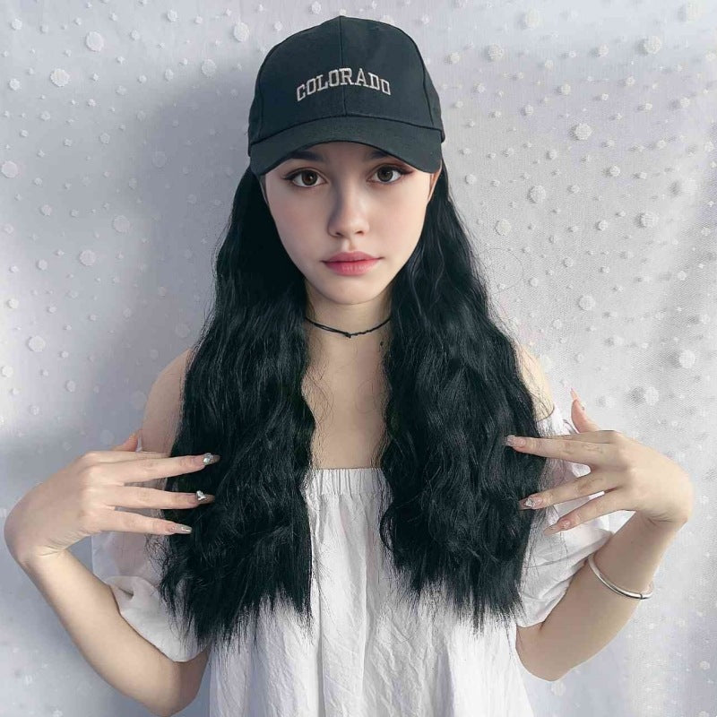 New Wig: Simulated Long Hair, Corn Perm, Baseball Hat, Integrated Fashion Curl