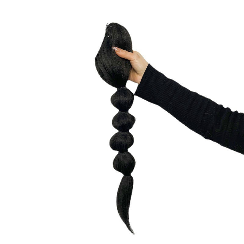 Ponytail Wig: Euro-American Style, Fishbone Twist, Yaki Straight Hair, Braided Strap