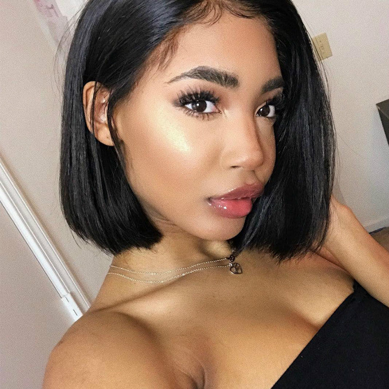 African Wig: Side Parting, Short Straight Bobo Head