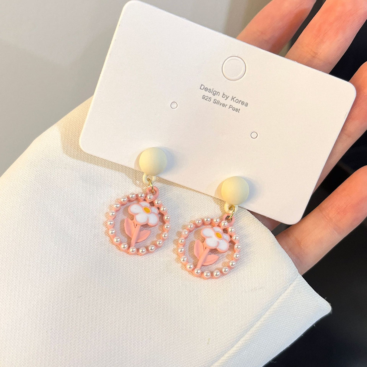 Pink Flower Earrings - Korean Style, Sweet Internet Celebrity Fashion - Shop N Save