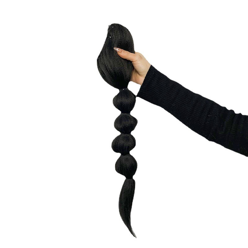 Ponytail Wig: Euro-American Style, Fishbone Twist, Yaki Straight Hair, Braided Strap