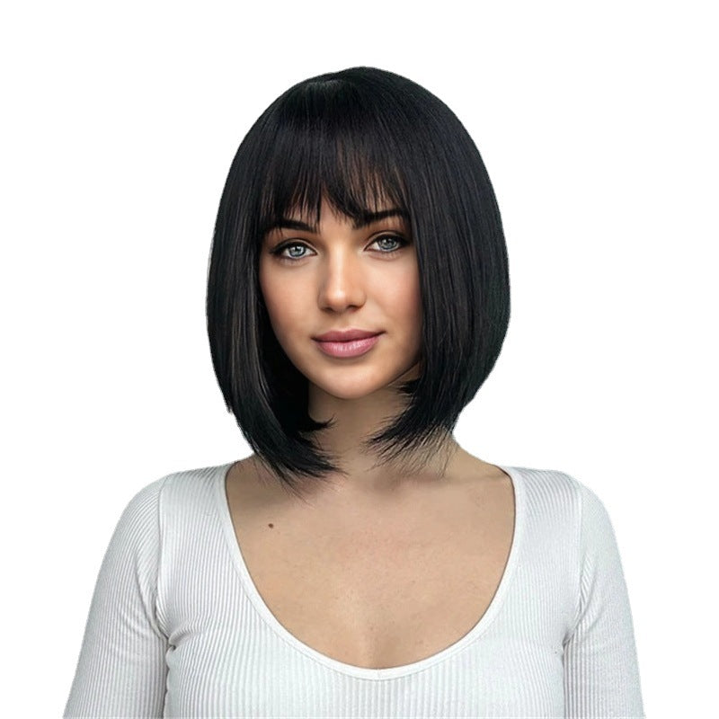 Short Straight Hair Wig - European & American Bangs