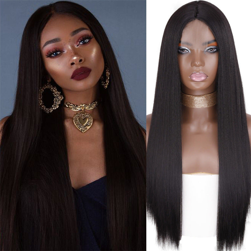 European & American Matte Silk Long Hair Wig: African Style