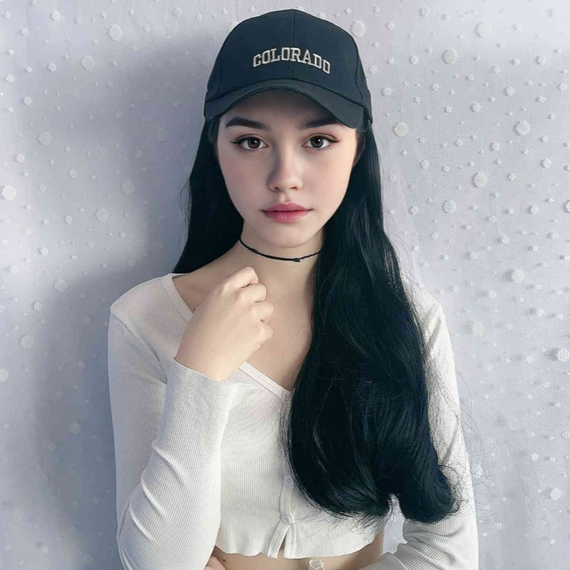 wig women's duck tongue hat long hair big wave simulated hair full head cover