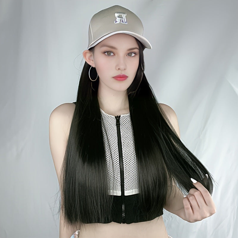 Wig Women's R Standard Peaked Cap Long Straight Hair