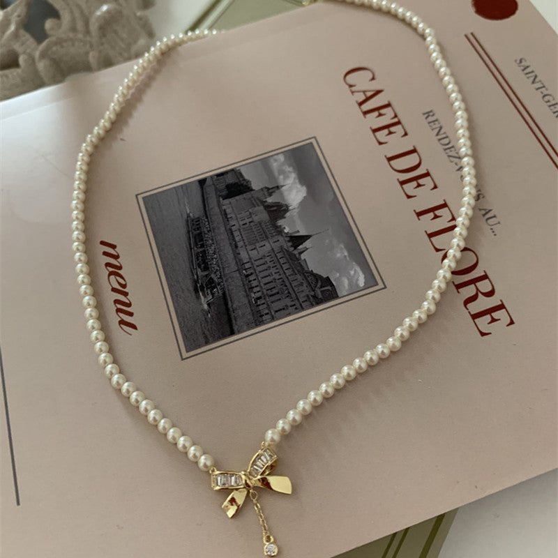 Korean Retro Bow Necklace - Gentle Fashion, Versatile Clavicle Chain - Shop N Save