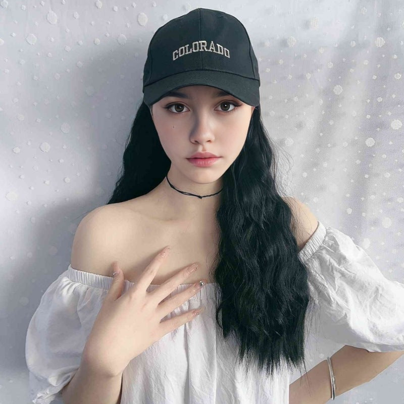 New Wig: Simulated Long Hair, Corn Perm, Baseball Hat, Integrated Fashion Curl
