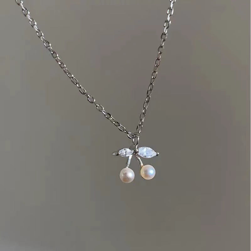 Pearl Cherry Necklace - 2023 Clavicle Chain, Ins Cold Style - Shop N Save