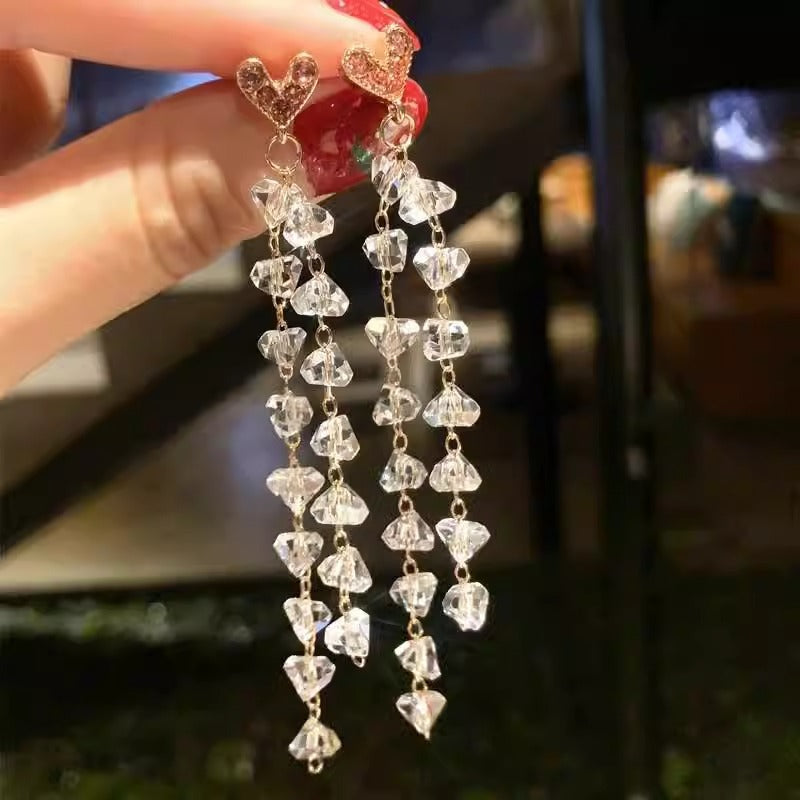 Love Tassel Earrings - Korean Girly Style, Crystal Forest Design - Shop N Save