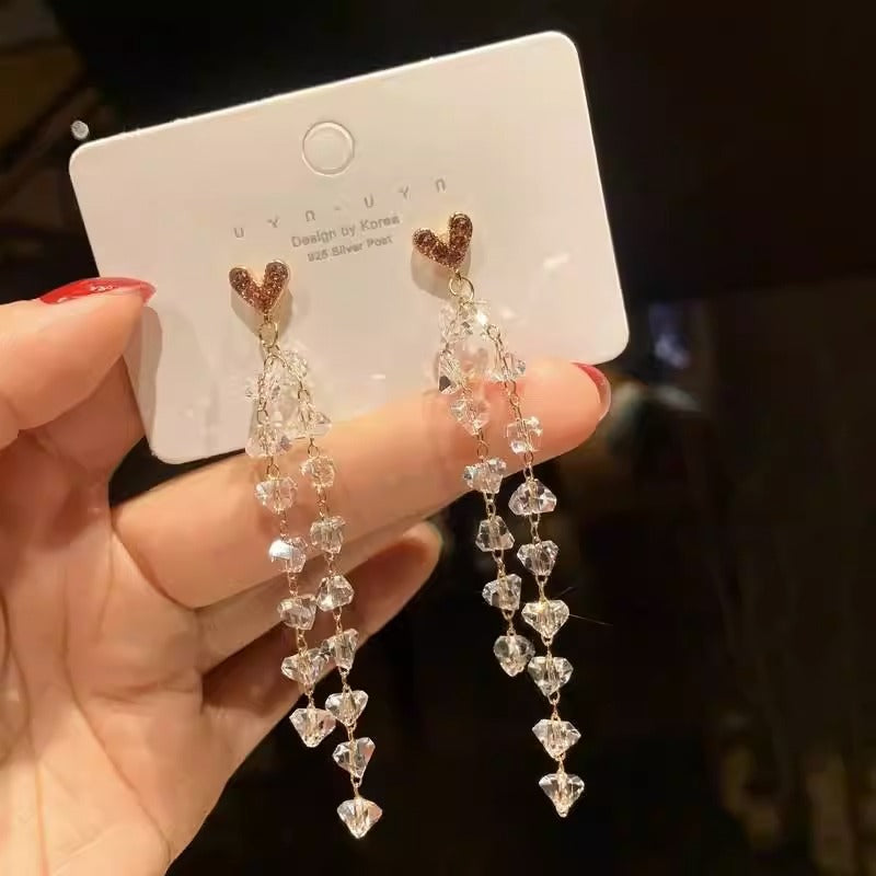Love Tassel Earrings - Korean Girly Style, Crystal Forest Design - Shop N Save