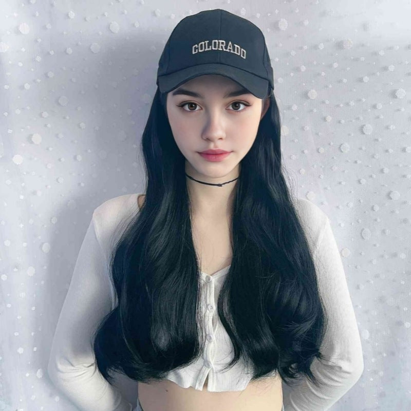 wig women's duck tongue hat long hair big wave simulated hair full head cover