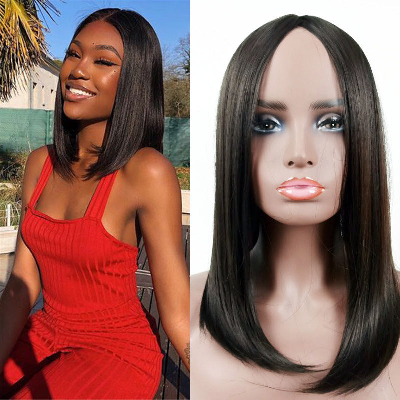 New High-Temperature Fiber Center-Parted Women's Wig