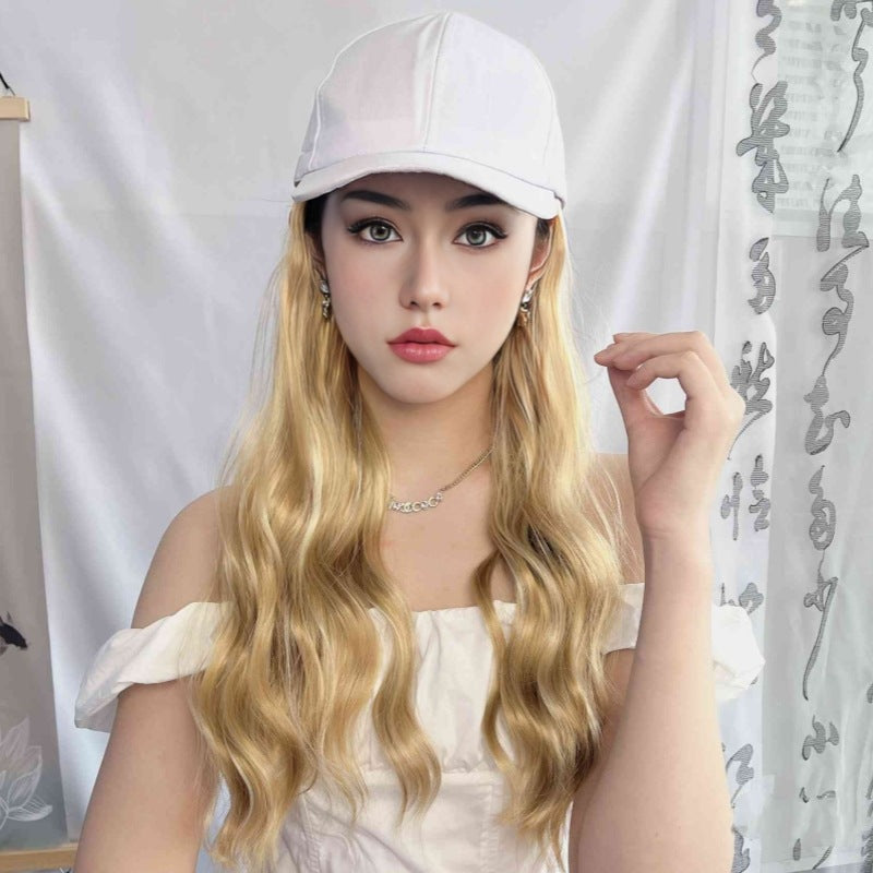 cross-border foreign trade wig women's duck tongue hat long curly hair headgear
