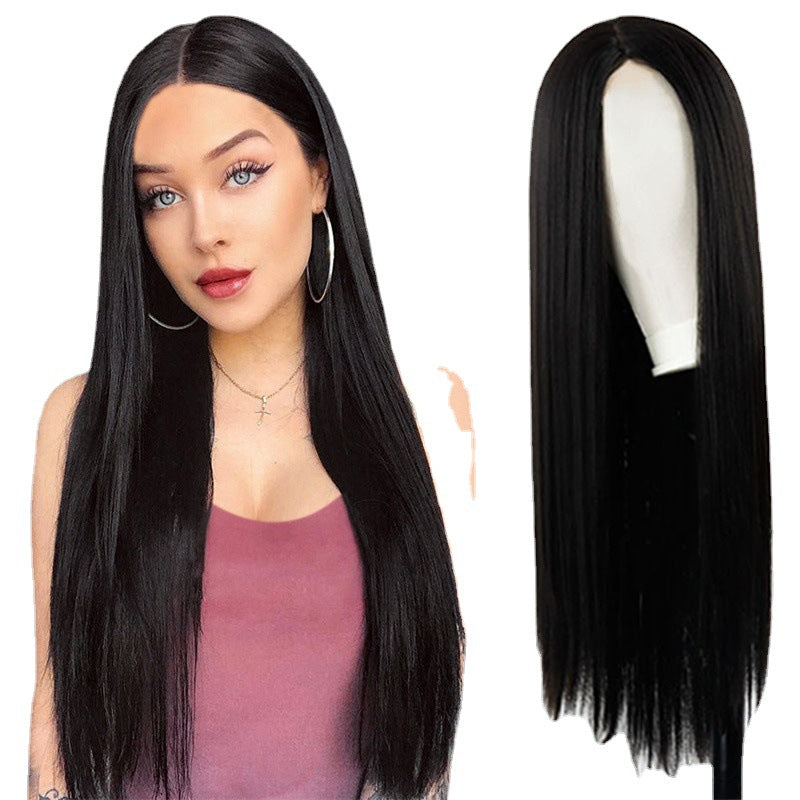 European & American Matte Silk Long Hair Wig: African Style