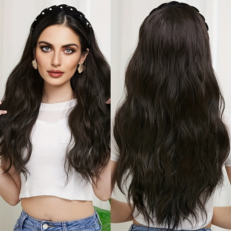 Trade Wig: Female Body Wave, Long Hair, Big Wave, Pearl Headband