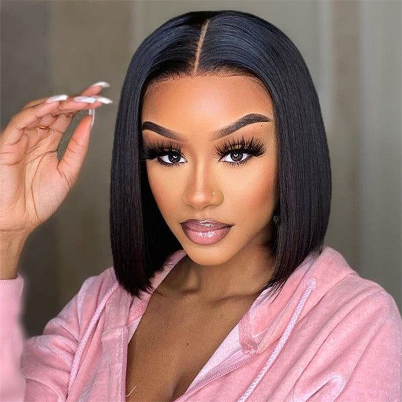 Middle-Parted Bangs Wig - Short Hair