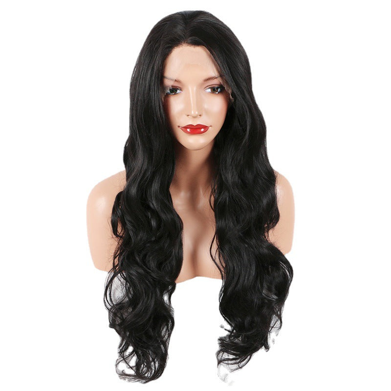 Fashion Wig: Front Lace Black Wavy Hair,Large Wavy Wigs
