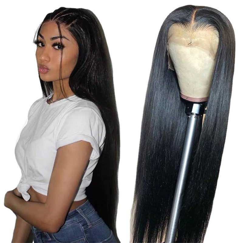 Long Straight Hair Front Lace African Women's Wigs - Chemical Fiber Headgear