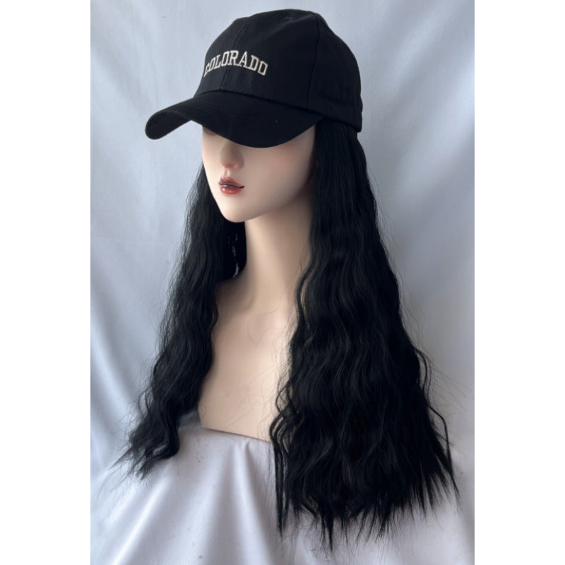 New Wig: Simulated Long Hair, Corn Perm, Baseball Hat, Integrated Fashion Curl