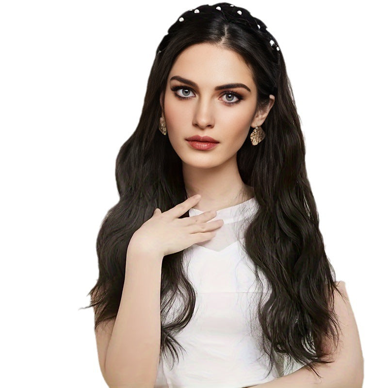 Trade Wig: Female Body Wave, Long Hair, Big Wave, Pearl Headband